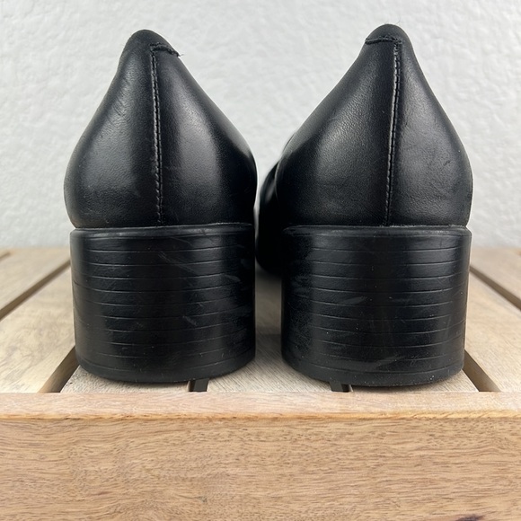 A2 By Aerosoles Leather Buckle Detail Slip On Loafer Black Size 7 Heel Height 2" - Picture 4 of 10